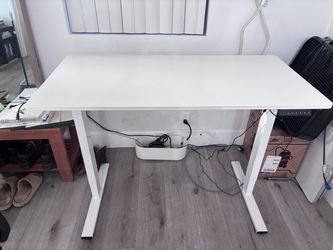 Modern white weighted electric standing desk