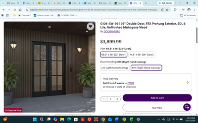 96in tall mahogony doors
