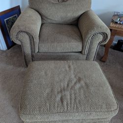 Bassett Over Stuffed Chair and Ottoman 