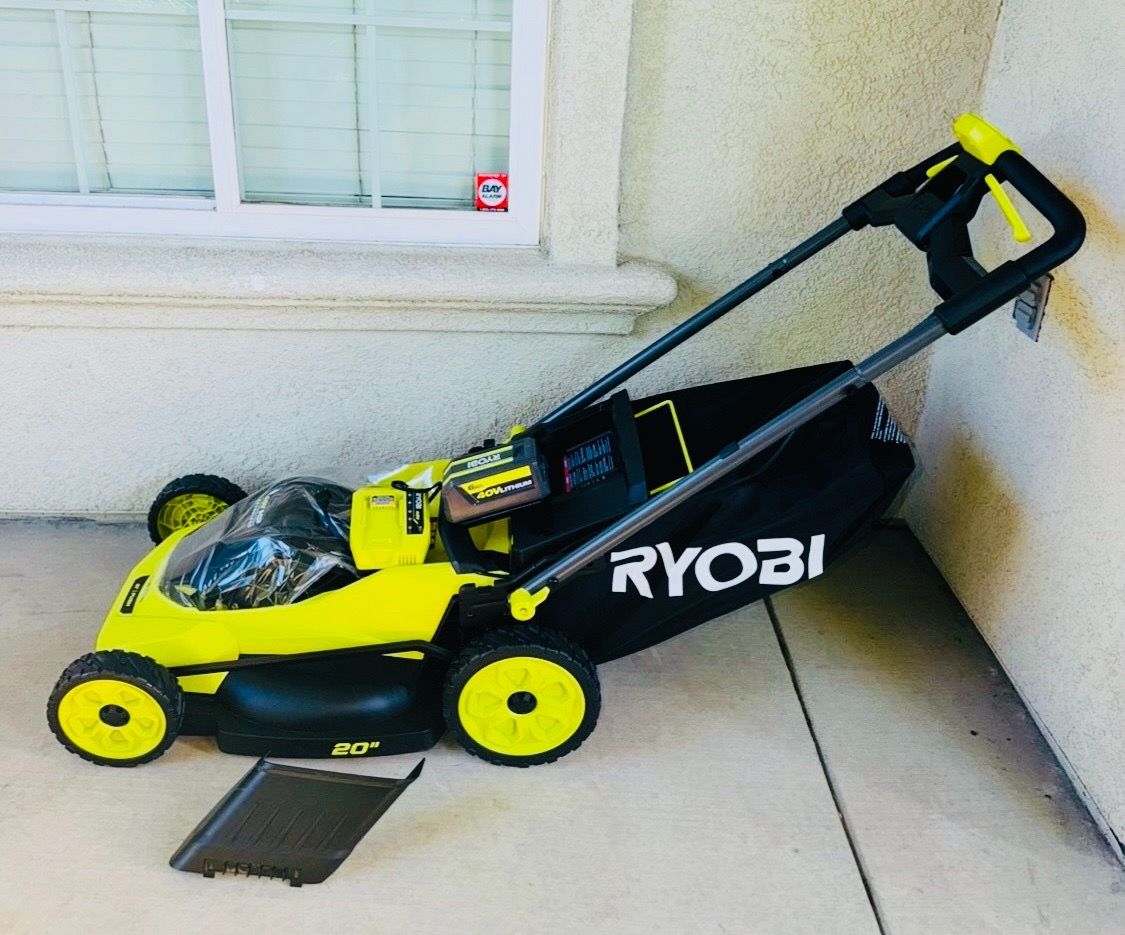 RYOBI 40V HP Brushless 20 in. Walk Behind Push Lawn Mower + 6.0 Ah Battery & Charger New