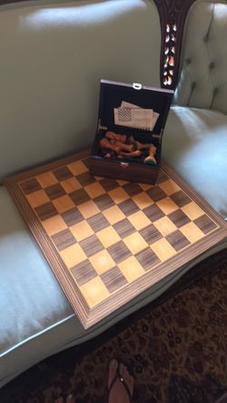 Wooden chessboard with all pieces high-quality