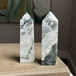 Moss Agate Towers ( firm on price ) 