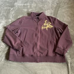 Brown zip up jacket with Y2K gold detailing