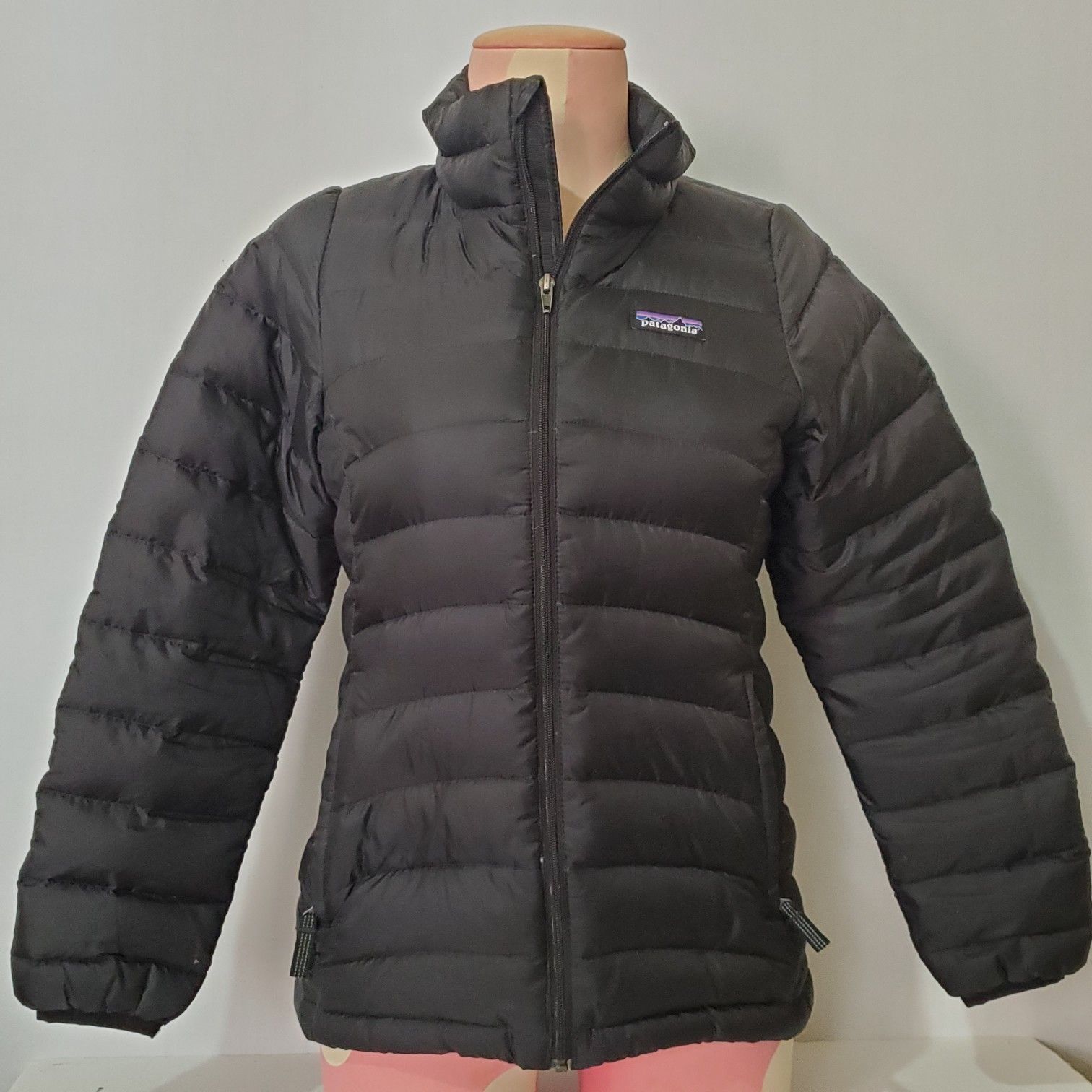 Patagonia Down Puffer Full Zip Jacket Girls Size M 10 Black