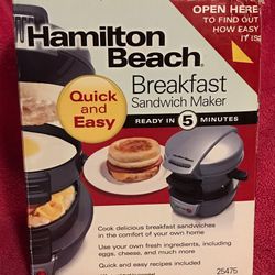 Hamilton Beach Breakfast Sandwich Maker 25475 NEW!