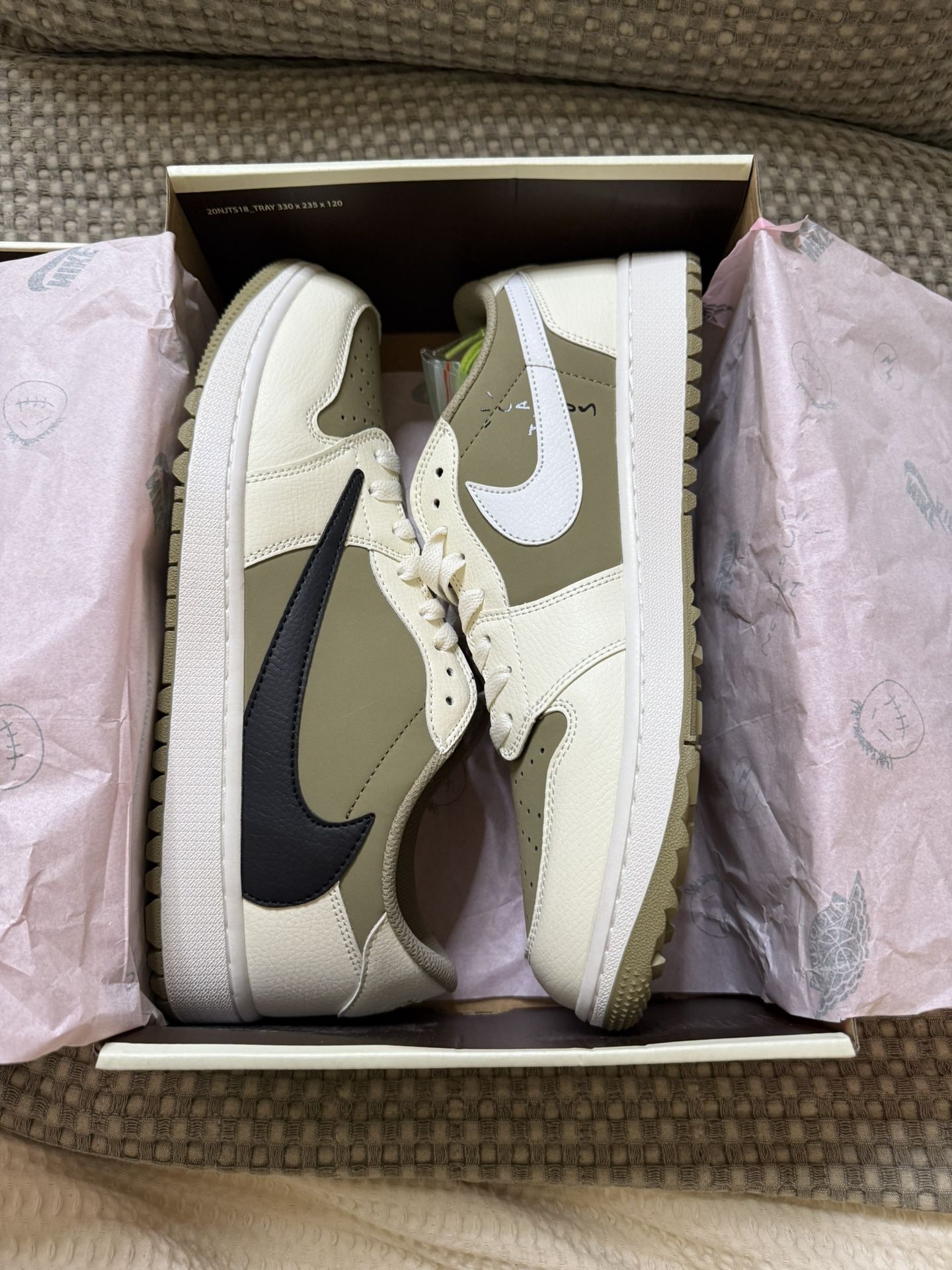 Travis Scott Jordan 1 Low Golf Size 12 Neutral Olive 