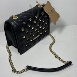 Moschino Black Crossbody purse Gold chain Vegan Leather 