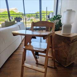 Weiketery Amish Solid Wood Folding Baby High Chair