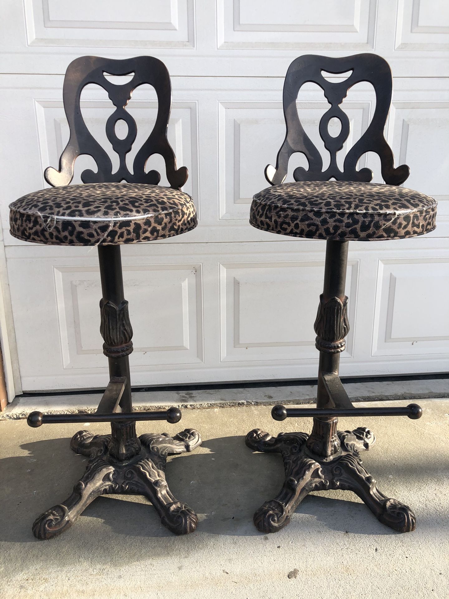 2 Corsican Cast Iron Heirloom Barstools