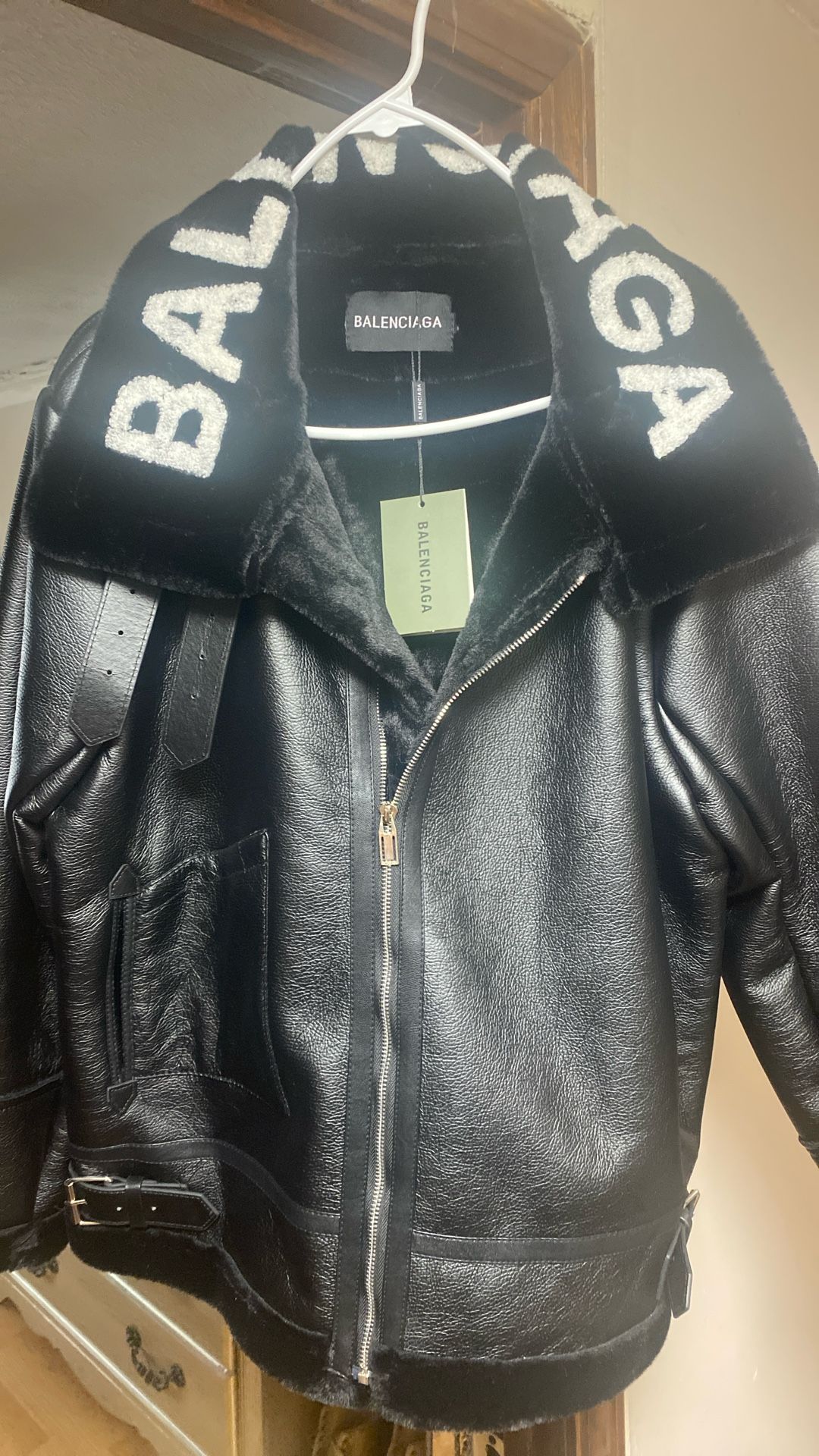 Brand New BALENCIAGA Black leather Bomber Jacket