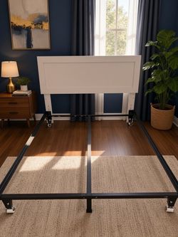 Like new metal bedframe w/center Support $65, headboard $35