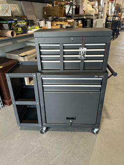 8-Drawer Rolling Tool Chest,3-in-1 Tool Box on Wheels with Lockable Steel Cabinet, Detachable Top Toolbox & Bottom Storage Cart with Additional Cabine