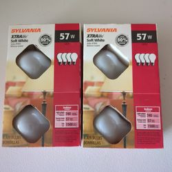 Sylvania XTRA Life 57w Soft White A19 Light Bulbs (8 Bulbs) NEW SEALED (Not LED)