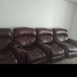 Home theater seating. 4 reclining Chairs.
