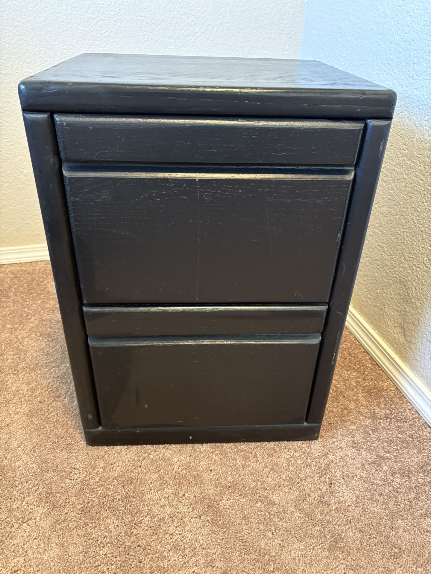 Black Wood 2 Drawer File Cabinet