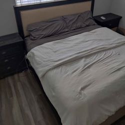 King Size Bed Frame, Night Stands, Media Center