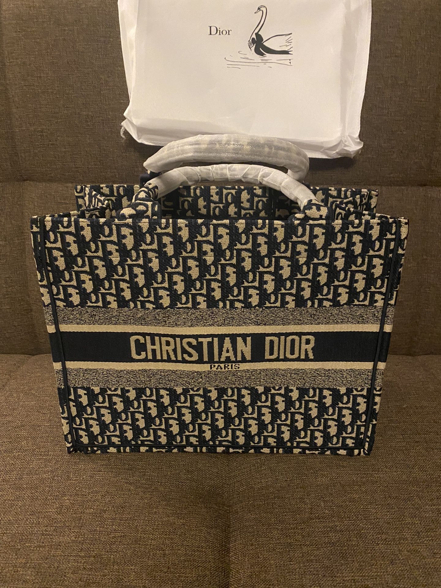 Dior Book Tote Blue Dior Oblique Embroidery