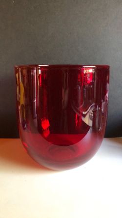 vintage ruby red heavy glass bowl vase Vintage RUBY RED Heavy glass Bowl / Vase