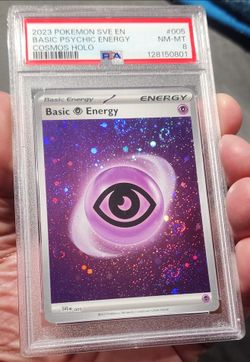 FS/NFT - PSA 8 - 2023 POKEMON BASIC PSYCHIC ENERGY ENGLISH COSMO HOLO #5 SWIRL CARD!