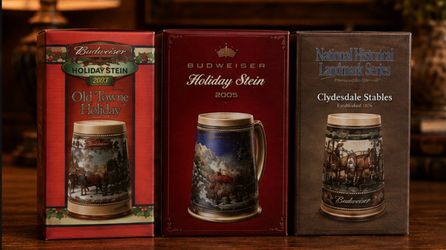 3 NEW in BOX Budweiser COLLECTIBLE Beer STEIN