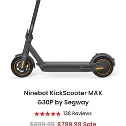 Brand New Nine Bot Kick Scooter Model G30p By Segway
