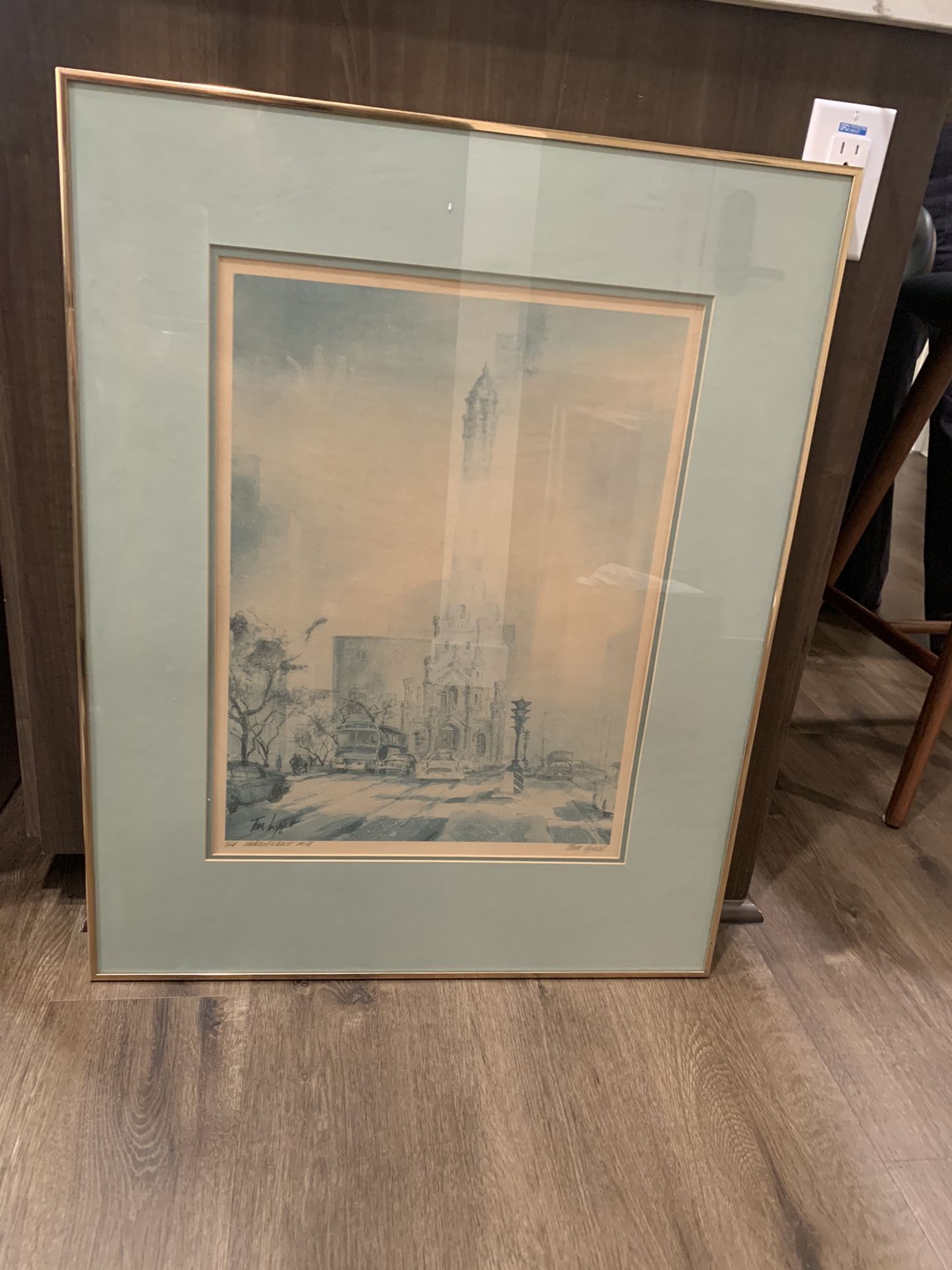 Tom Lynch Framed & Dbl. Matted Litho. Print The Magnificent Mile Chicago Signed