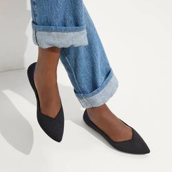 EUC ROTHYS The Point Black Electric Blue Ballet Flats 8.5 Like New