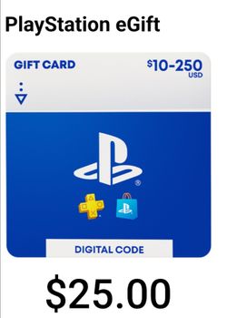 E gift card for Playstation $10-$25  available!!