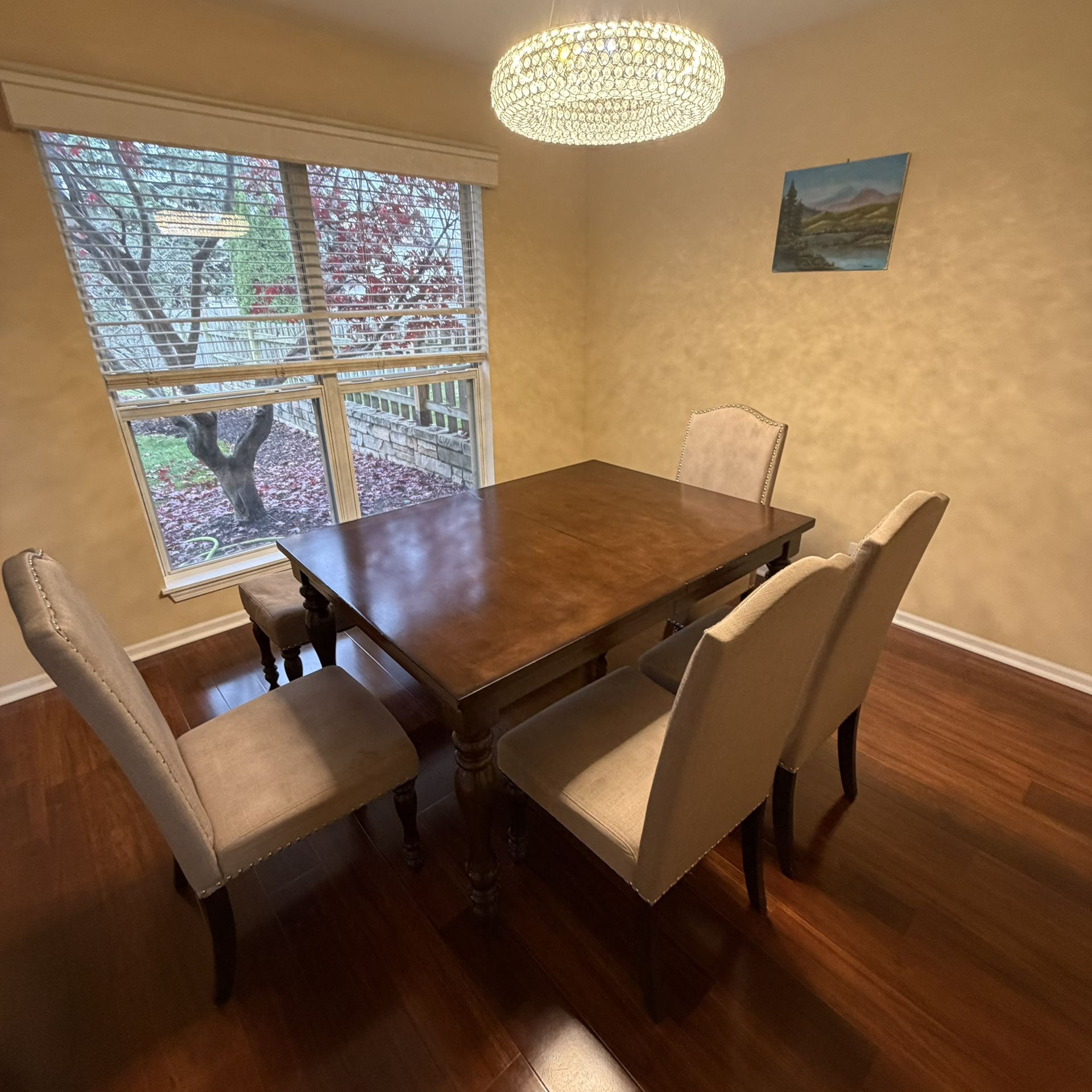 Dining Table Set With 4 Chairs And One Bench