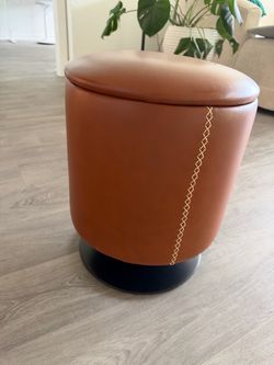 Brown Leather Storage Ottoman