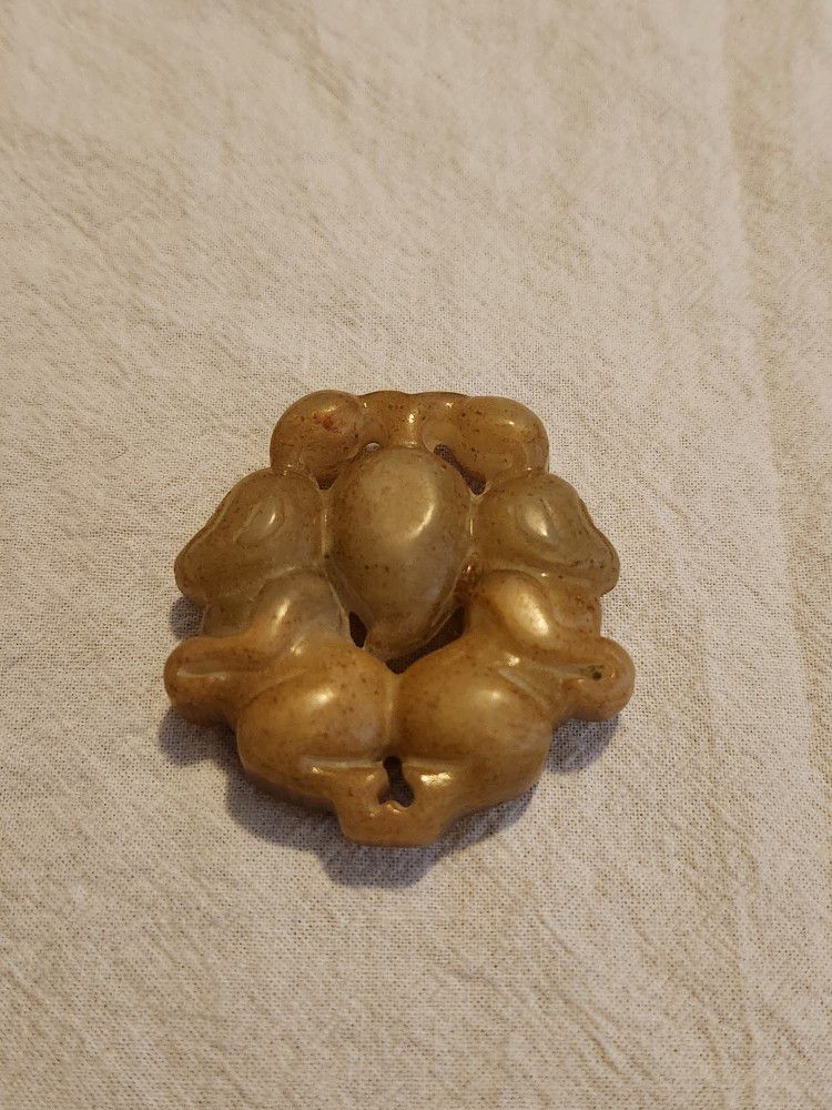 Antique Vintage Chinese Hand-carved Nephrite Jade Statue.  Type A.  Perfect Condition!  Measures approximately 2.25" x 2" x  .50".  Weighs 1.70 ounces