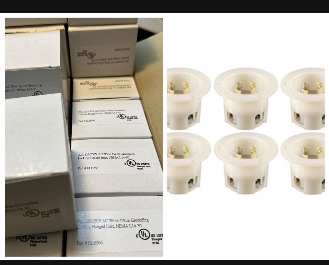 16-pack NEMA L14-30 Grounding Locking Flanged Inlet, 30A 125/250V AC, 3 Pole 4 Wire, cUL Listed