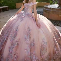 PINK BUTTERFLY QUINCE/SWEET 16 DRESS