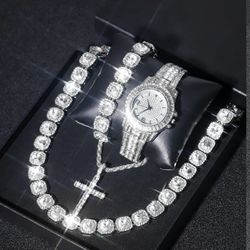 Iced OUT Silver SET