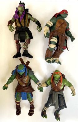 TMNT 2014 4 Figure Lot Michelangelo Raphael Donatello & Leonardo Playmates 11"