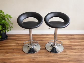 Modern Adjustable Swivel Bar Stools – Set of 2 – Black – $100