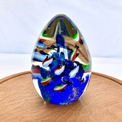Vintage Italian Murano-Style Aquarium Glass Paperweight 6” Lampwork Fish Coral