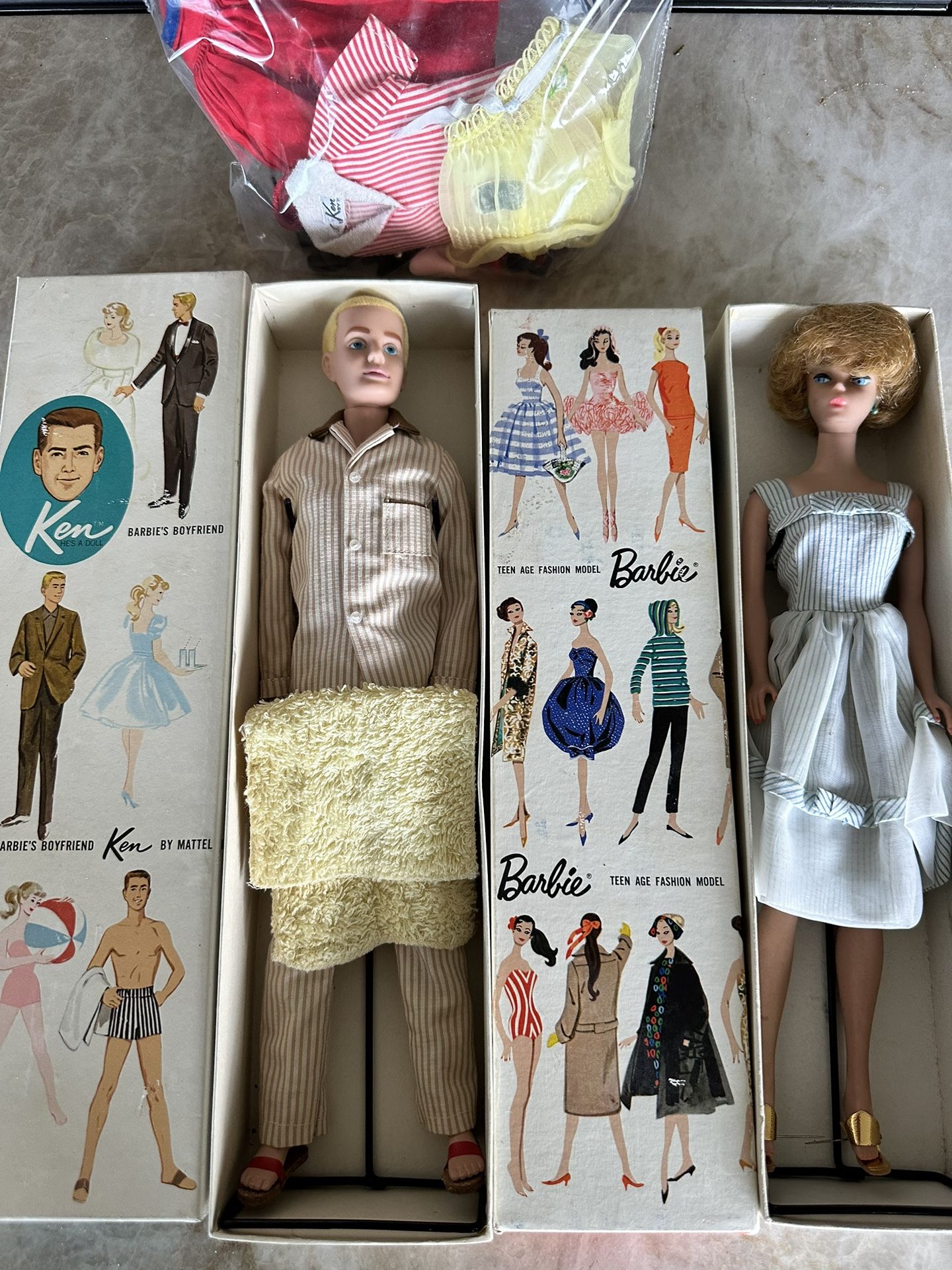 1959-60 Barbie and Ken in Original Boxes And Clothes
