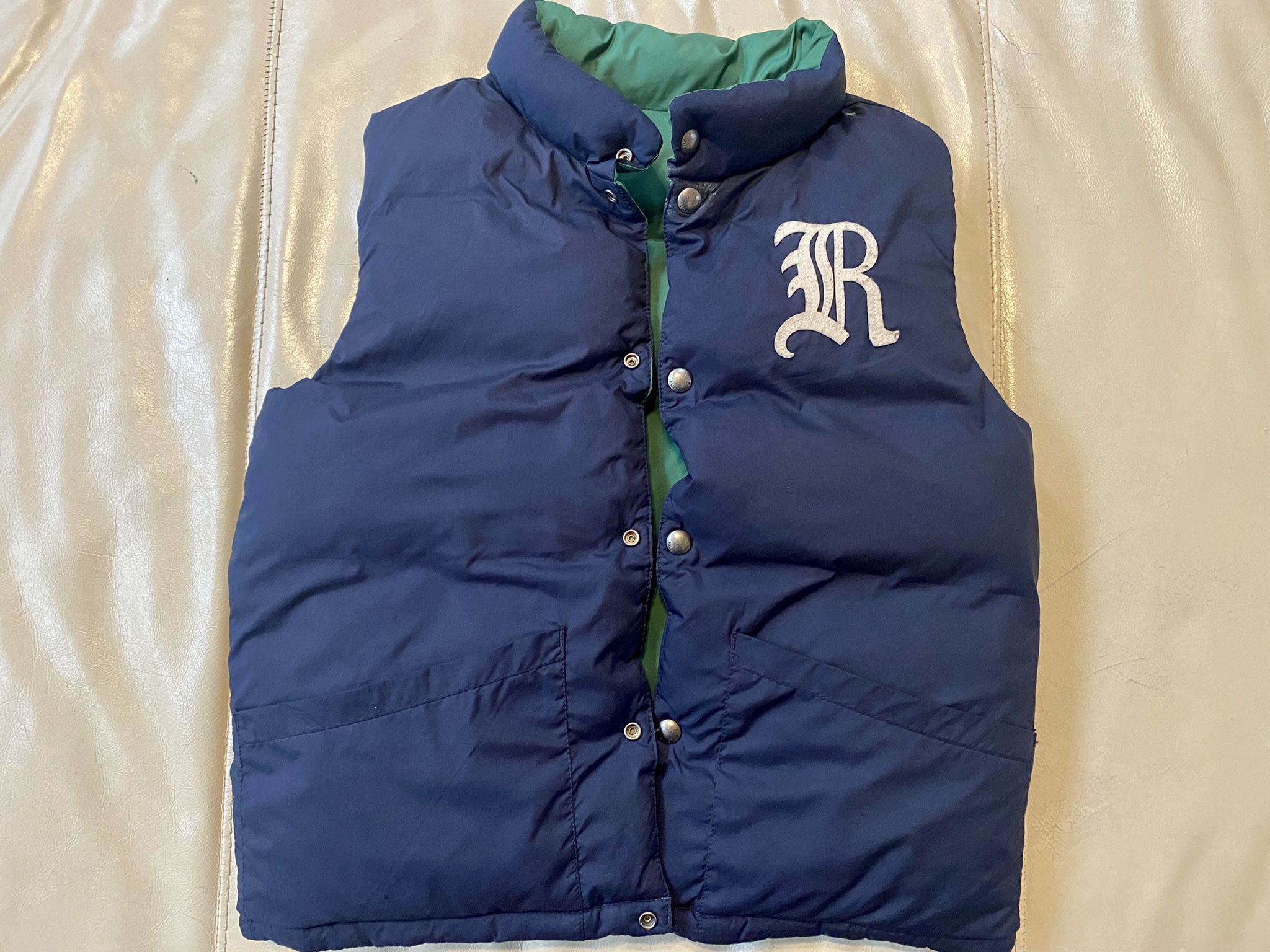 🔥🔥POLO RALPH LAUREN BOYS Puffer VEST Navy blue & Green Reversible SIZE  (10-12)