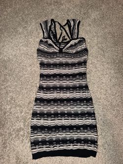BEBE Black and White Knit Mini Dress