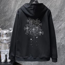 Chrome Heart Rhinestone Zip Up