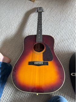 Vintage 1990s Fender Dreadnought Acoustic Guitar + Hard Case - Sunburst - Made in Korea - Great Condition!
