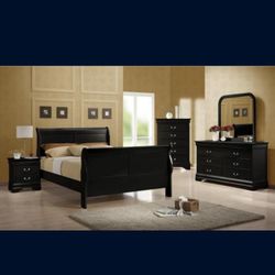 BLACK 4PCS BEDROOM SET QUEEN 