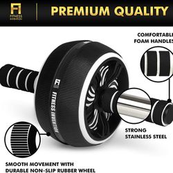 Fitness Invention Ab Roller Wheel - 3-IN-1 Ab Wheel Roller with Knee Mat and Jump Rope - Ab Roller Wheel for Abdominal Exercise - Ab Workout - Home Wo