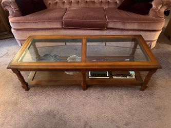 Vintage glass top coffee table
