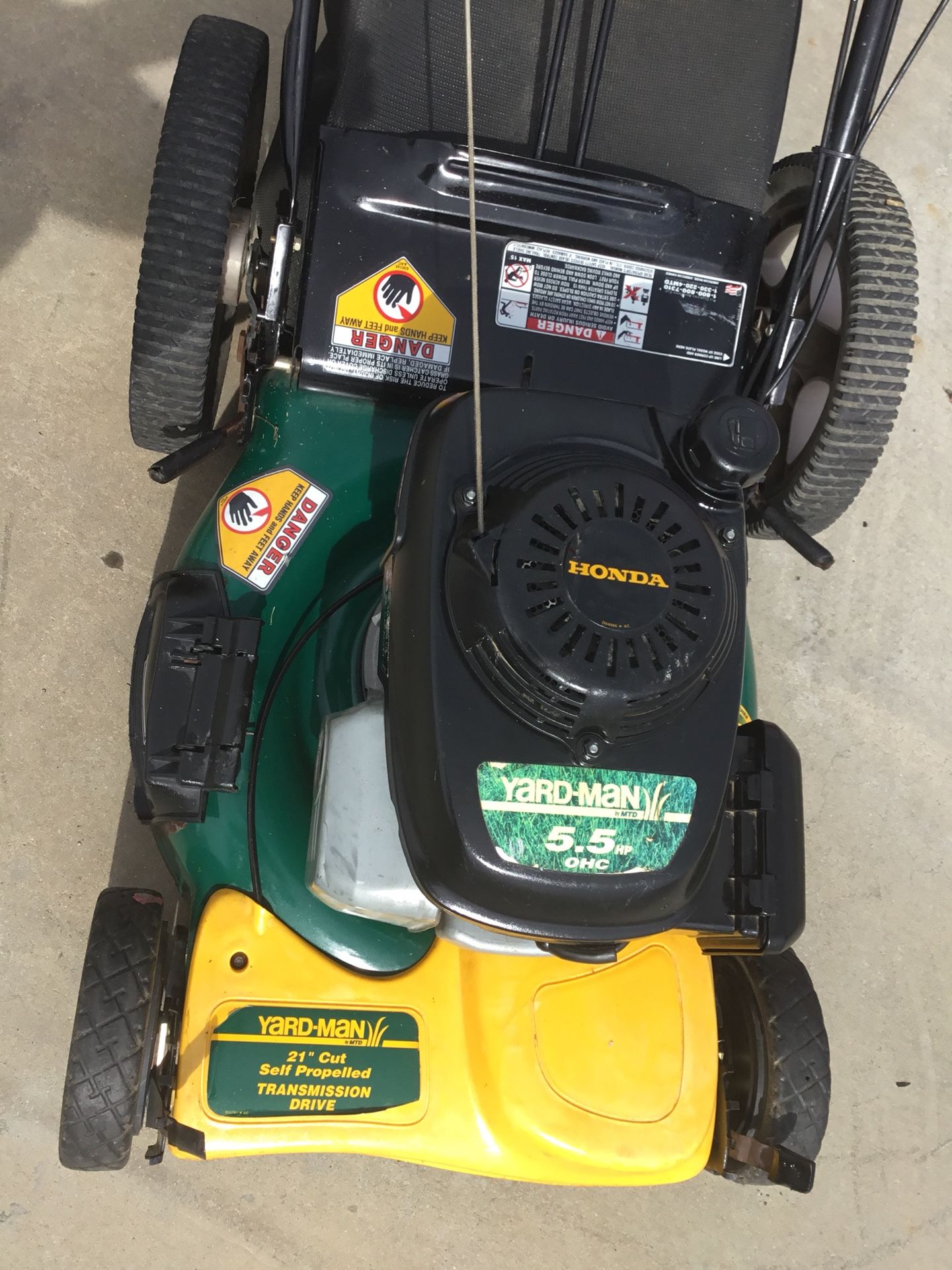 YARD MAN lawn mower self propelled motor HONDA 5.5hp 21”