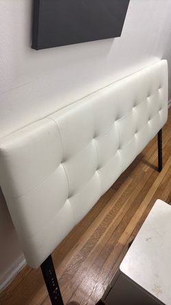 White Faux Leather Tufted Headboard