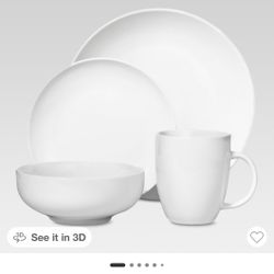 16pc Porcelain Coupe Dinnerware Set White 