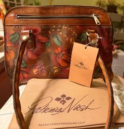 Patricia Nash Leather Calvi Satchel The Tropics w/ Dust Cover