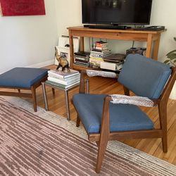 Walnut Wood Jen’s Chair And Ottoman From Design Within Reach Dwr 